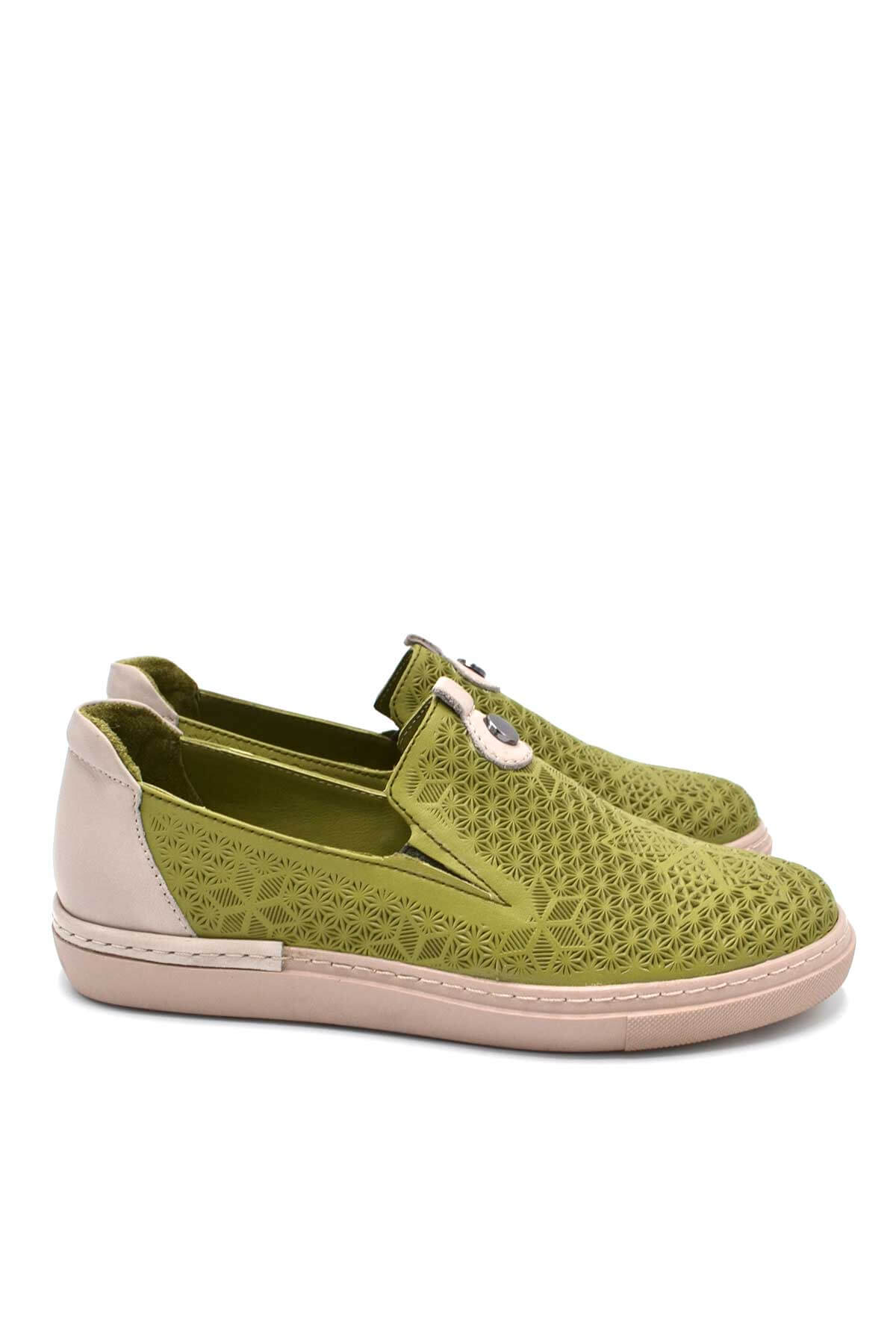 Kadın Spor Deri Sneakers Yeşil 2211302Y