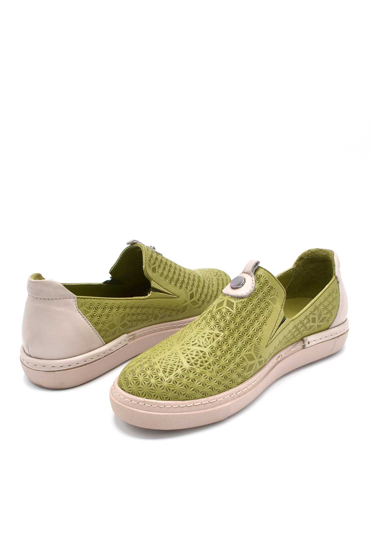 Kadın Spor Deri Sneakers Yeşil 2211302Y