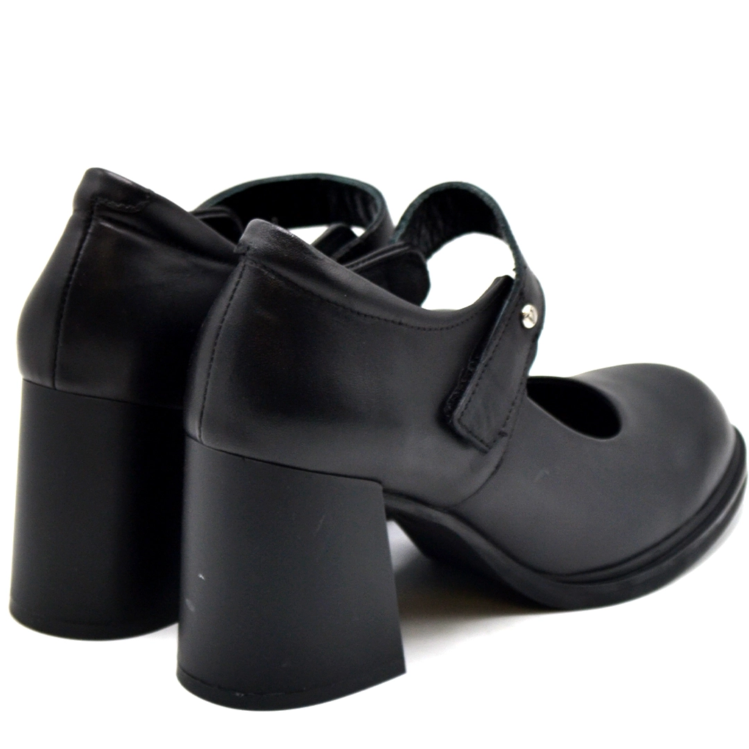 Kadın Vintage Topuklu Mary Jane Model Deri Ayakkabı Siyah 2453403K 
