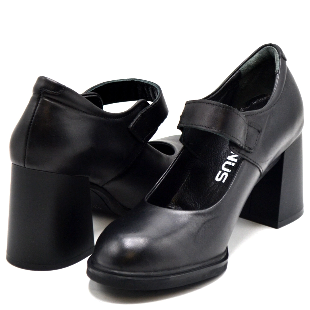 Kadın Vintage Topuklu Mary Jane Model Deri Ayakkabı Siyah 2453403K 