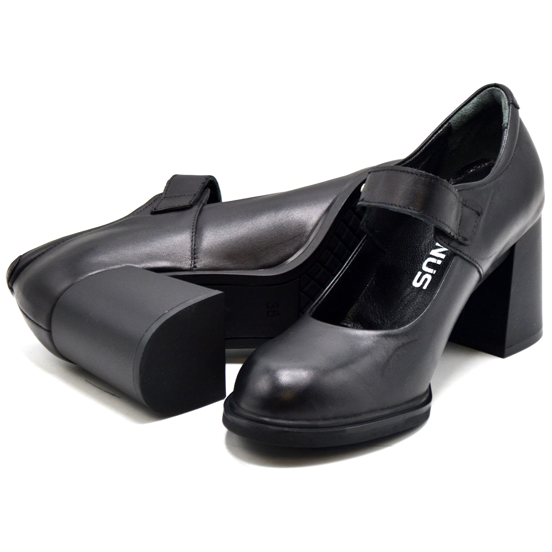 Kadın Vintage Topuklu Mary Jane Model Deri Ayakkabı Siyah 2453403K 
