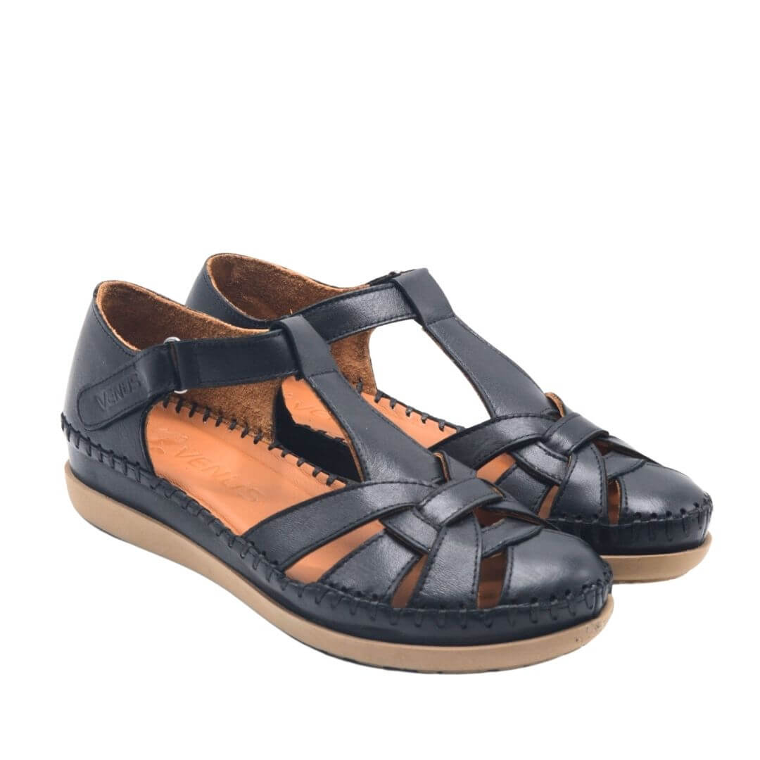 Kadın Comfort Deri Sandalet Siyah 25033541Y