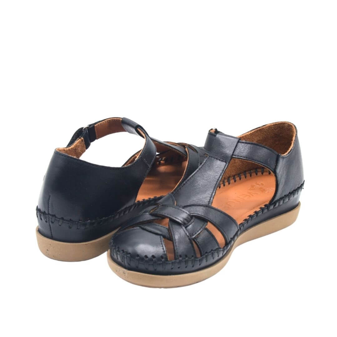 Kadın Comfort Deri Sandalet Siyah 25033541Y