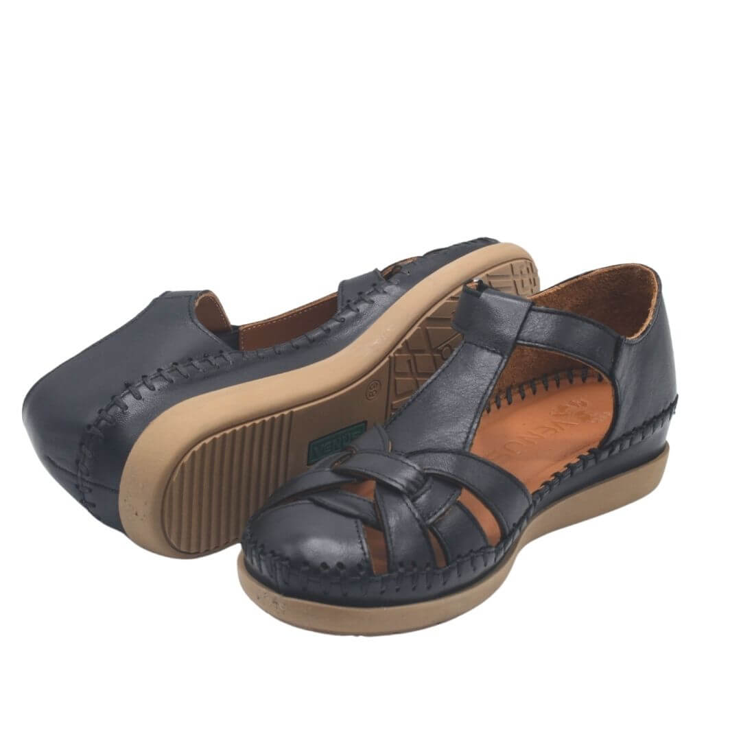 Kadın Comfort Deri Sandalet Siyah 25033541Y