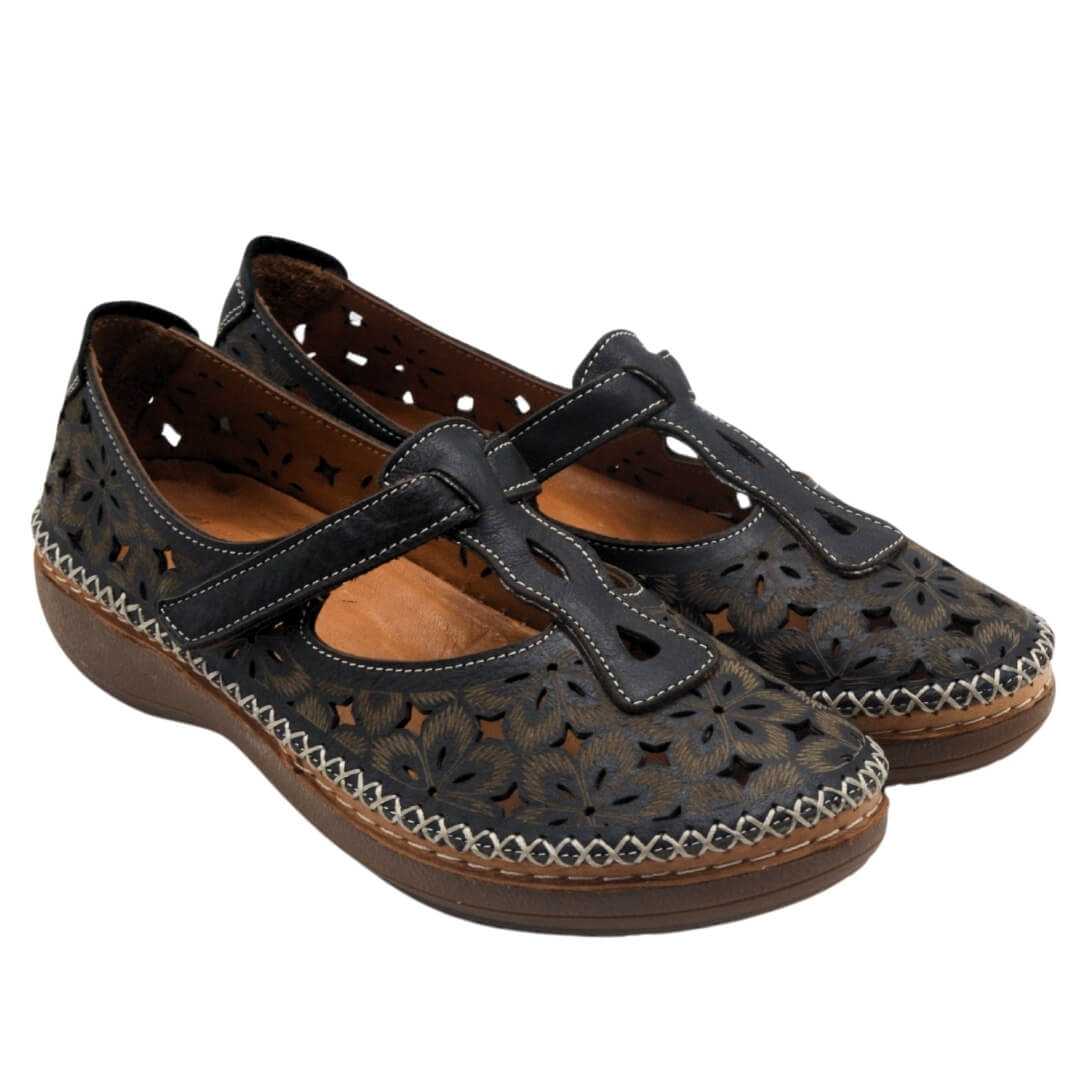 Kadın Comfort Deri Sandalet Siyah 25190242Y
