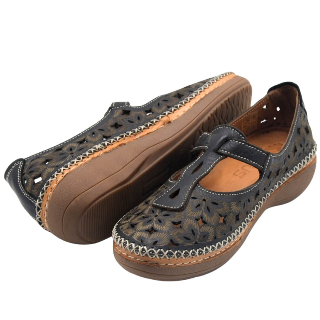 Kadın Comfort Deri Sandalet Siyah 25190242Y