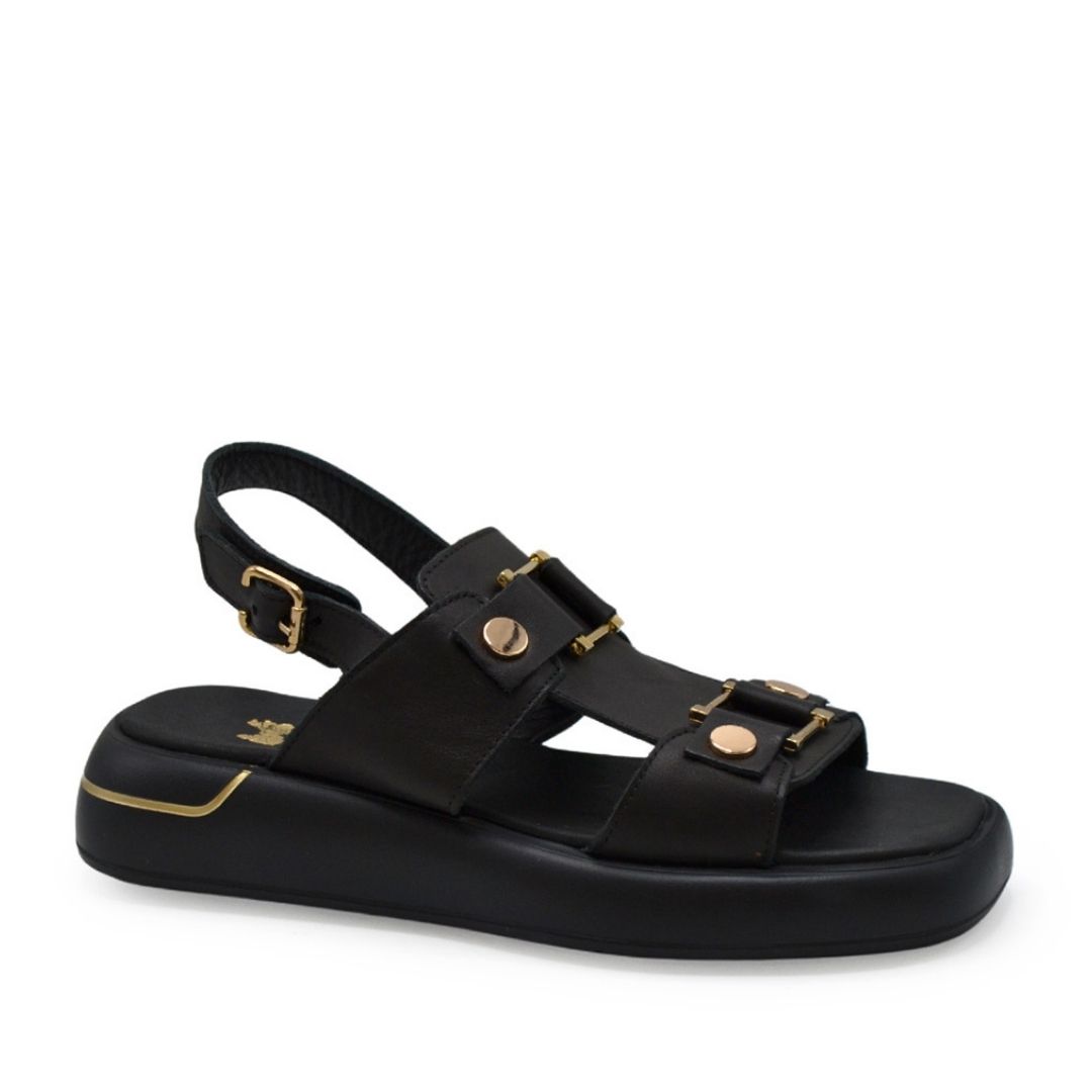 Kadın Gold Kemer Detaylı Modern Hakiki Deri Sandalet 25440007Y - Thumbnail