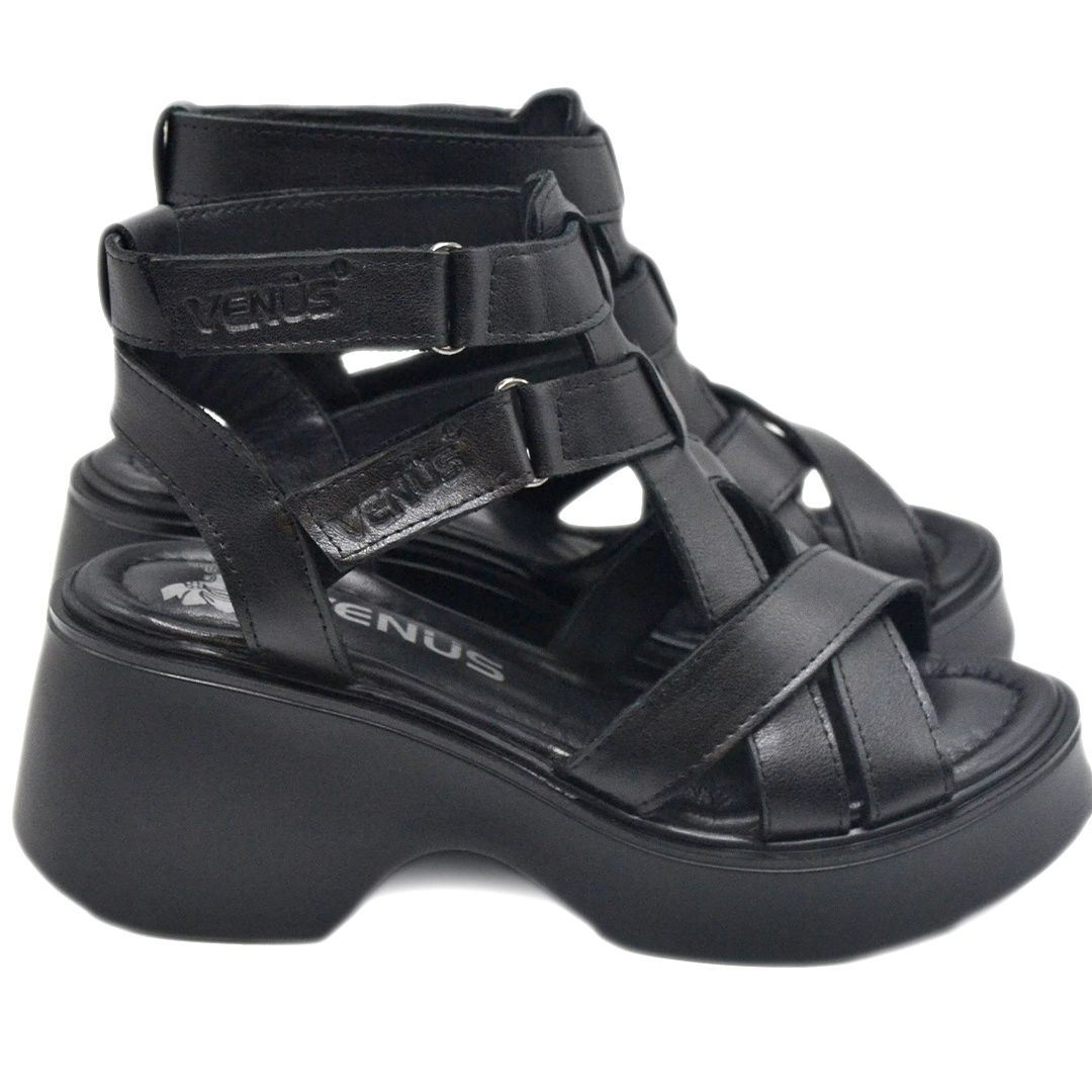 Kadın Deri Platform Sandalet Siyah 2313115Y - Thumbnail