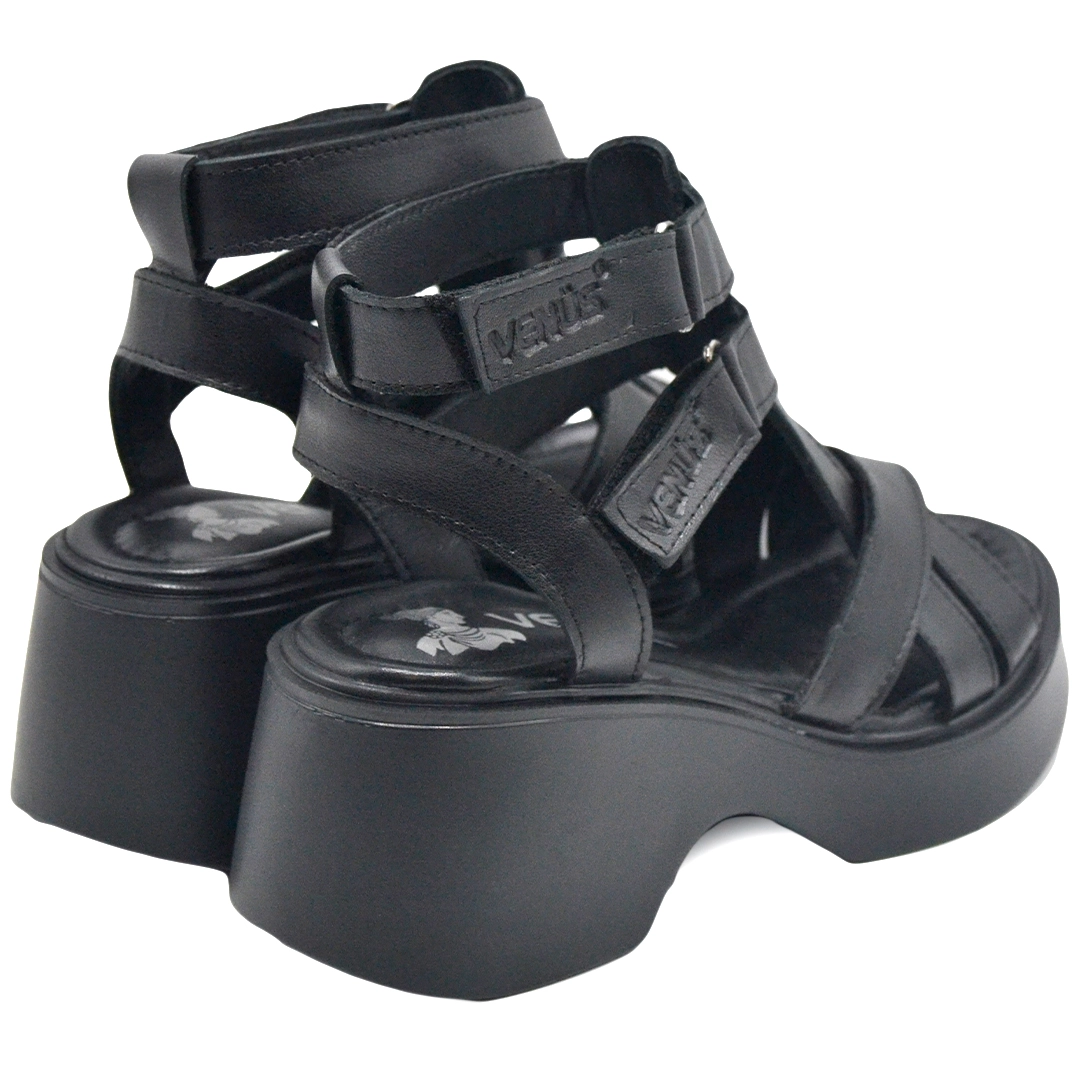 Kadın Deri Platform Sandalet Siyah 2313115Y - Thumbnail