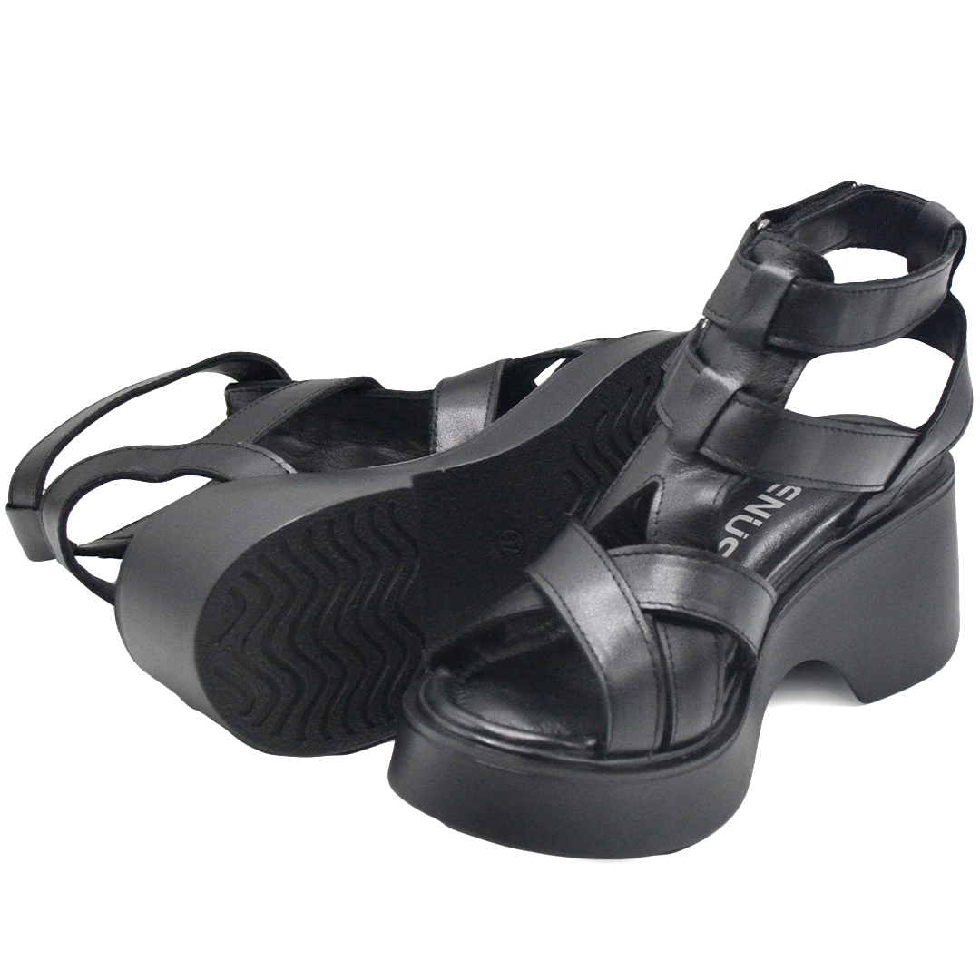 Kadın Deri Platform Sandalet Siyah 2313115Y - Thumbnail