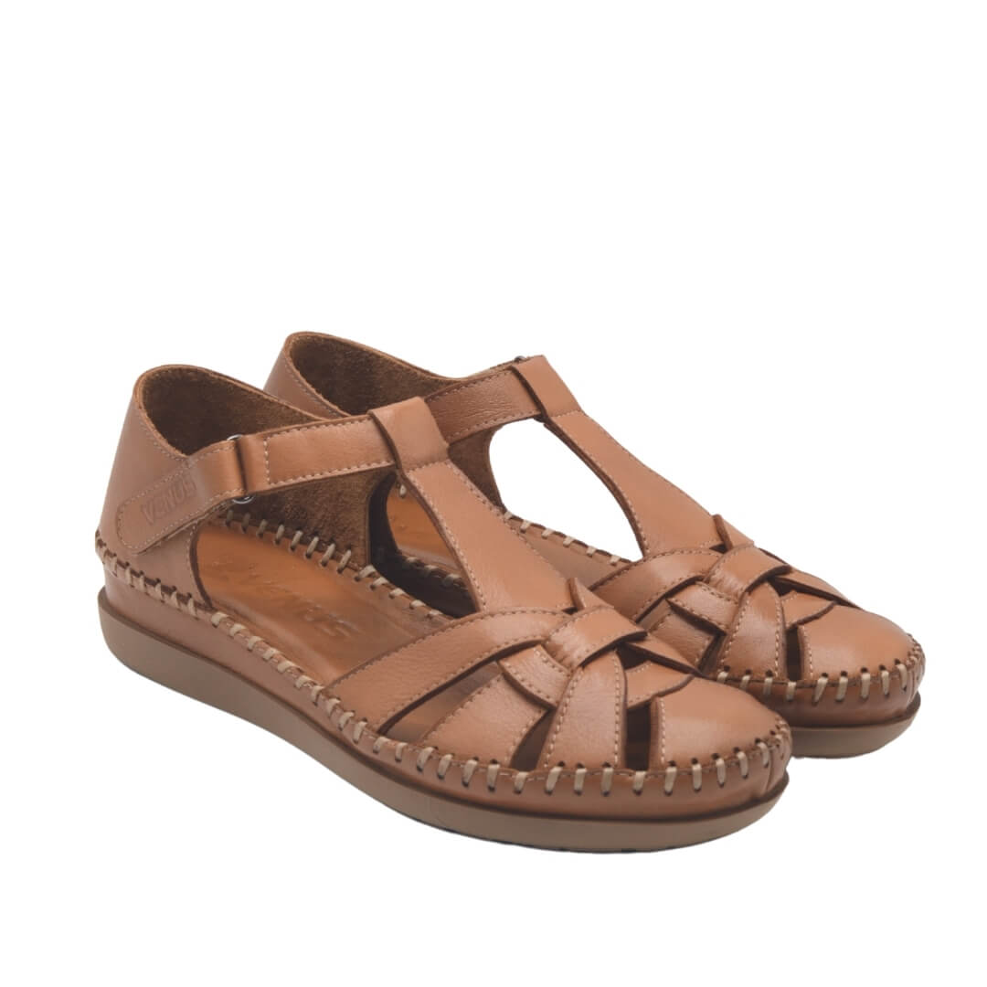 Kadın Comfort Deri Sandalet Taba 25033541Y