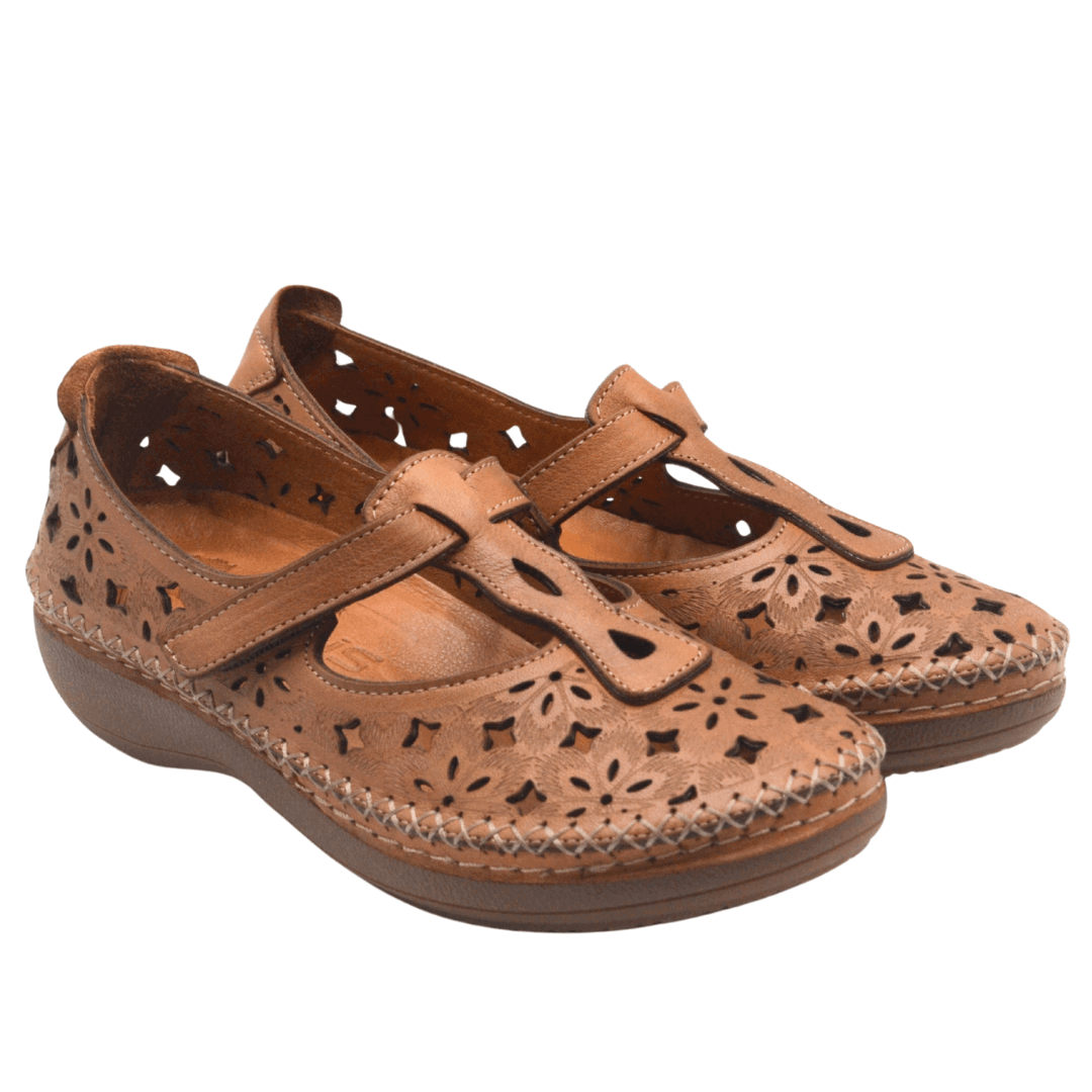Kadın Comfort Deri Sandalet Taba 25190242Y