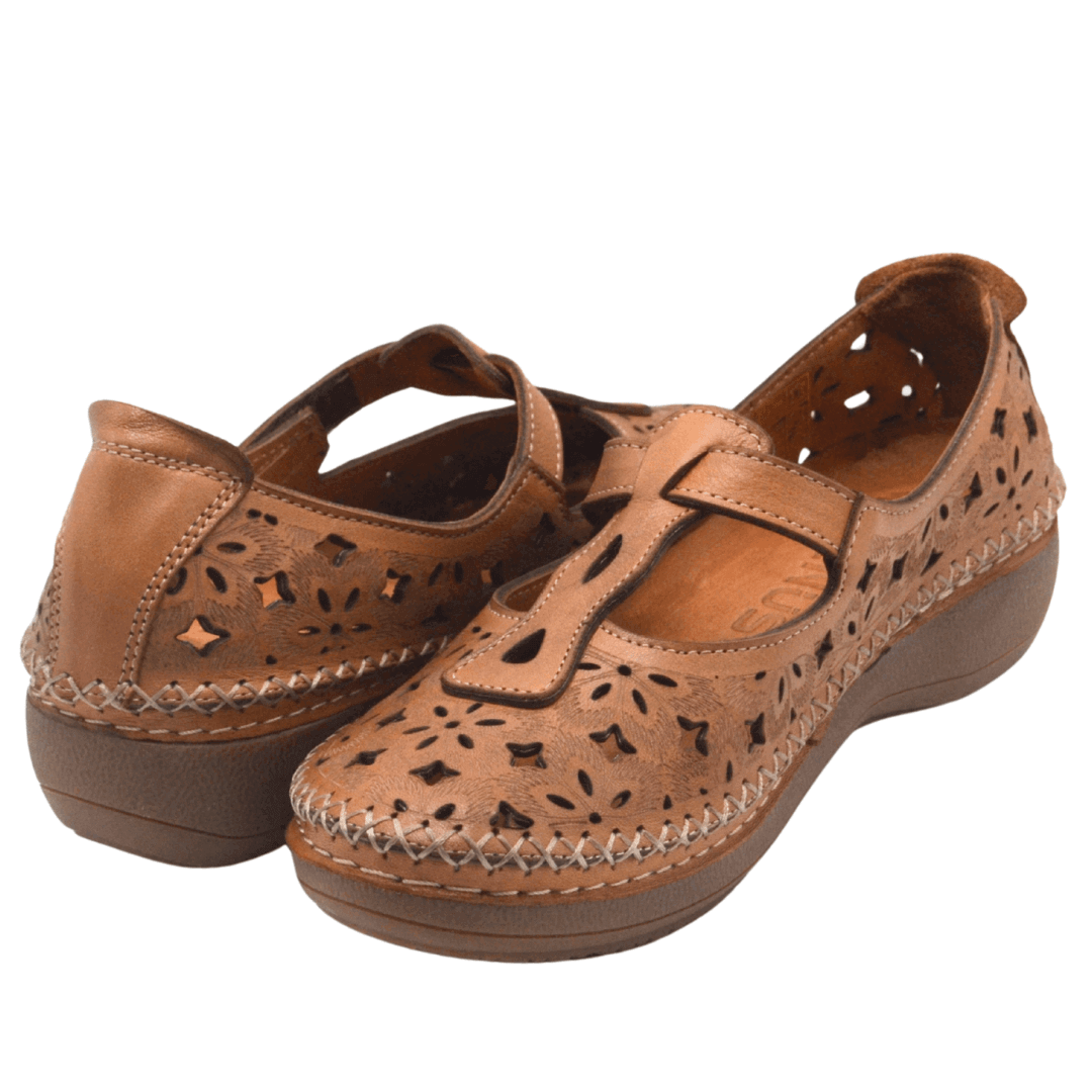 Kadın Comfort Deri Sandalet Taba 25190242Y