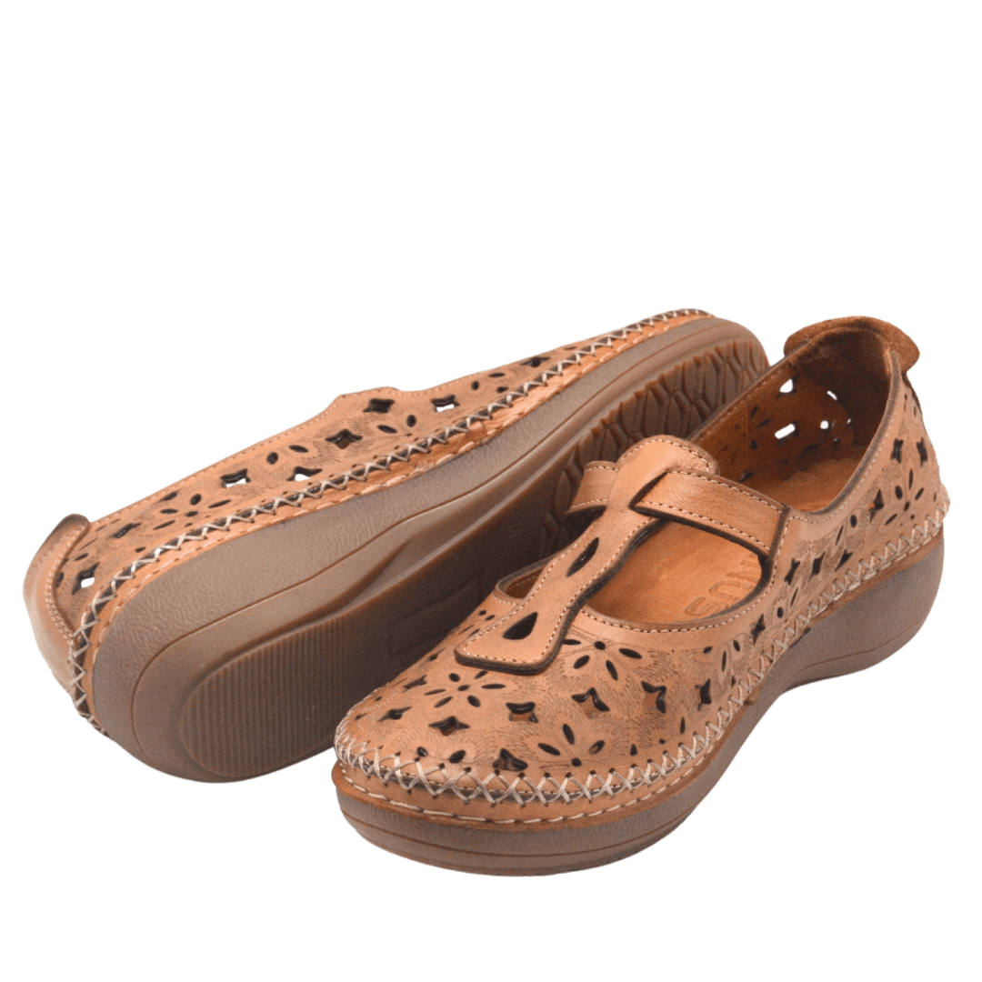 Kadın Comfort Deri Sandalet Taba 25190242Y