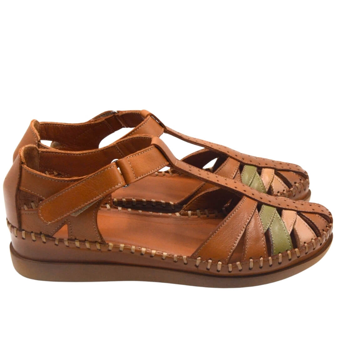 Kadın Comfort Deri Sandalet Taba 25033540Y - Thumbnail