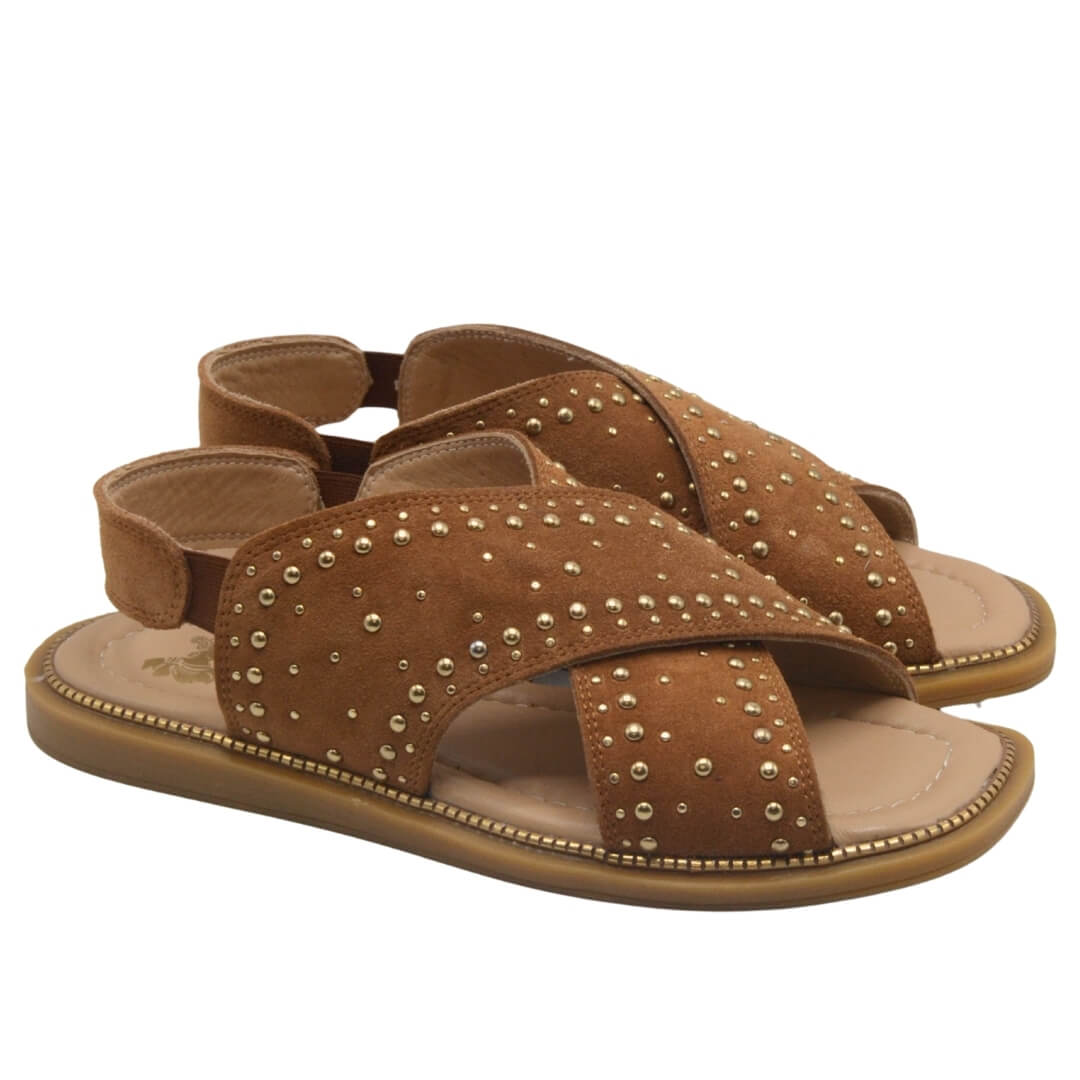Kadın Süet Deri Taba Espadril Sandalet 2512204Y