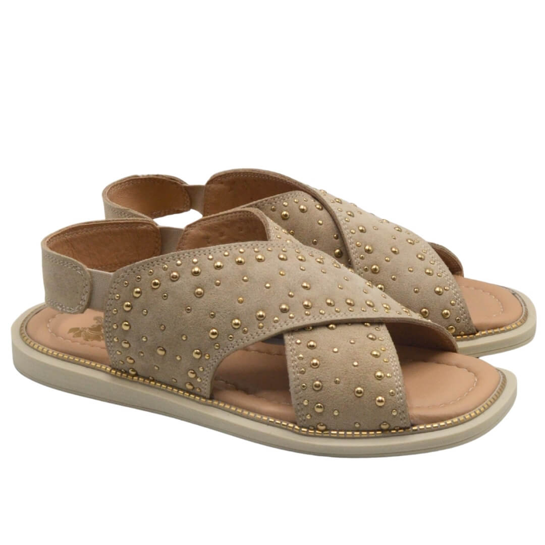 Kadın Süet Deri Taş Espadril Sandalet 2512204Y
