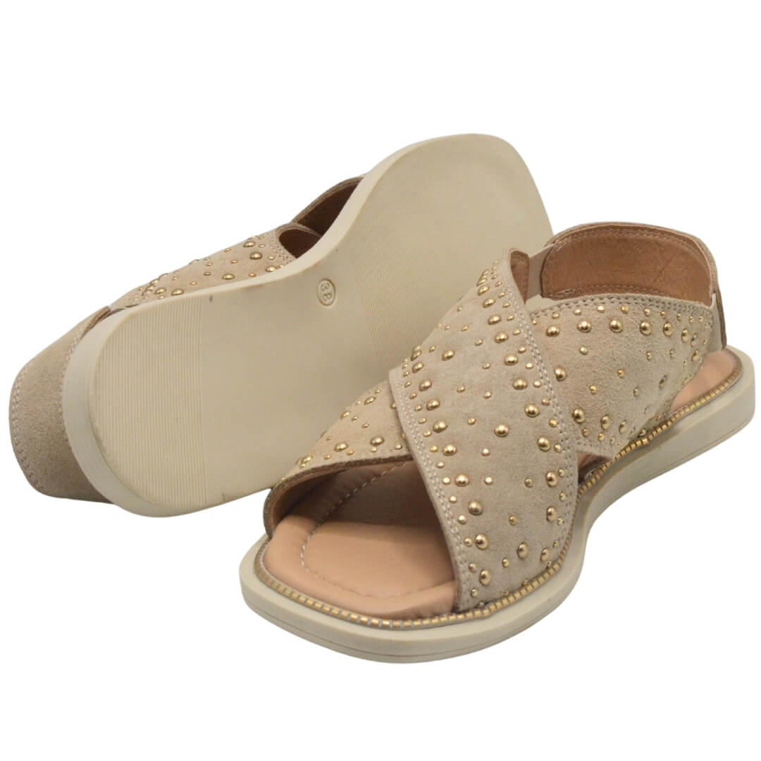 Kadın Süet Deri Taş Espadril Sandalet 2512204Y