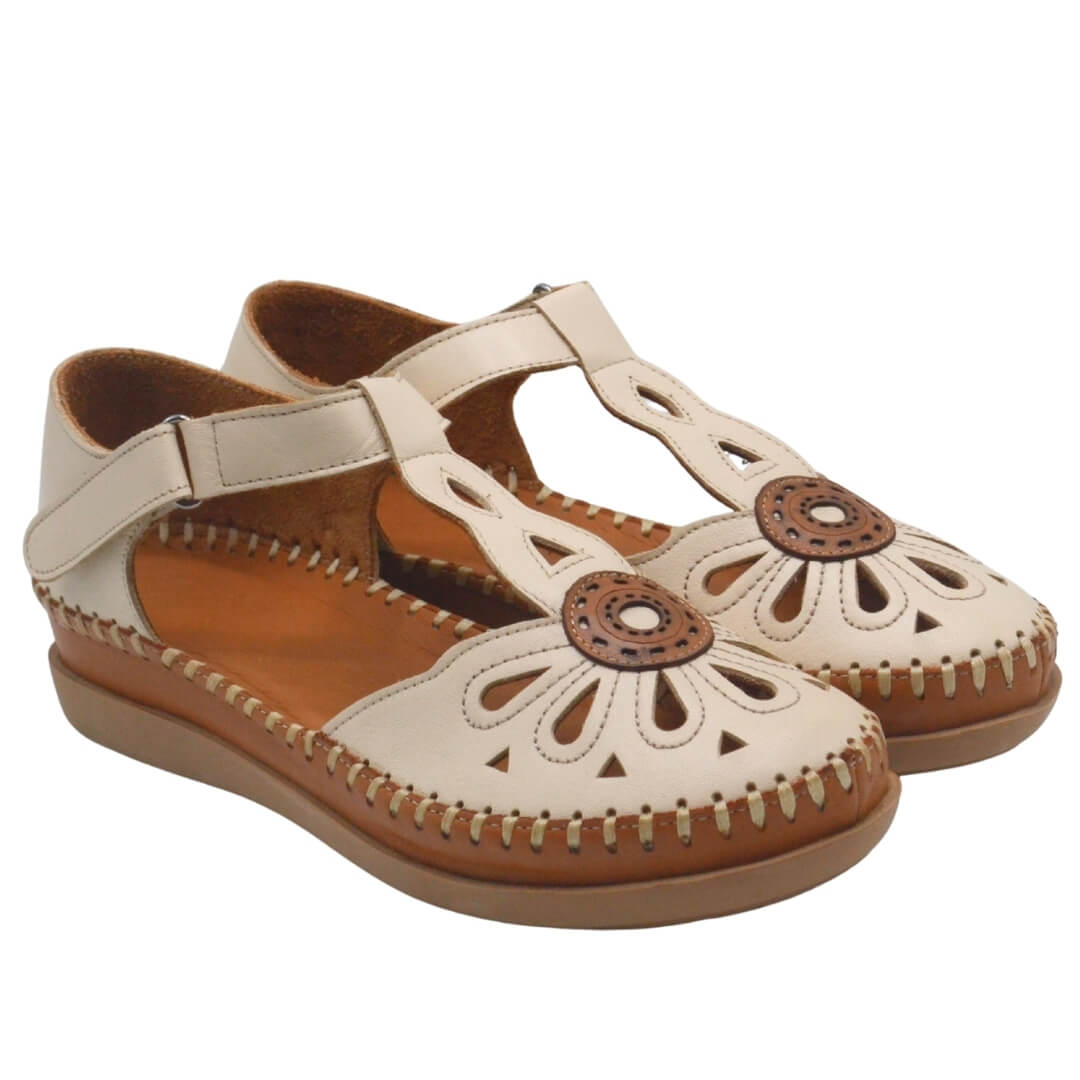 Kadın Comfort Deri Sandalet Bej 18793505Y