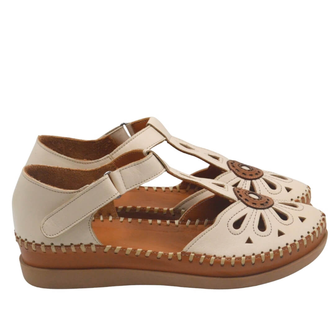 Kadın Comfort Deri Sandalet Bej 18793505Y