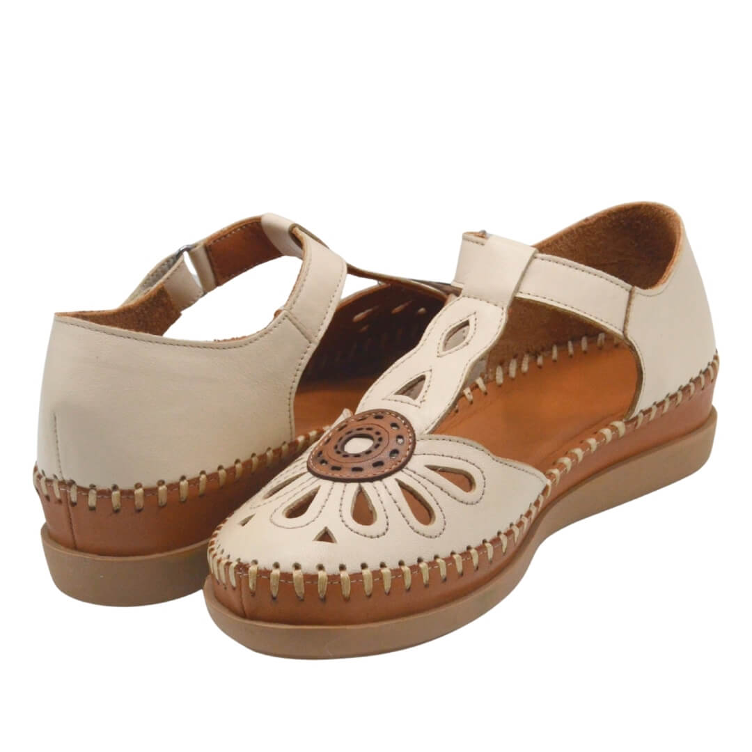 Kadın Comfort Deri Sandalet Bej 18793505Y