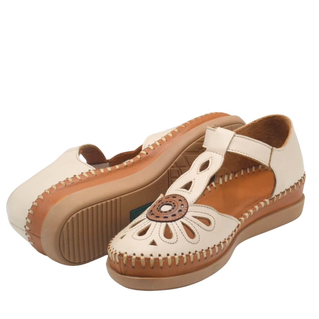 Kadın Comfort Deri Sandalet Bej 18793505Y